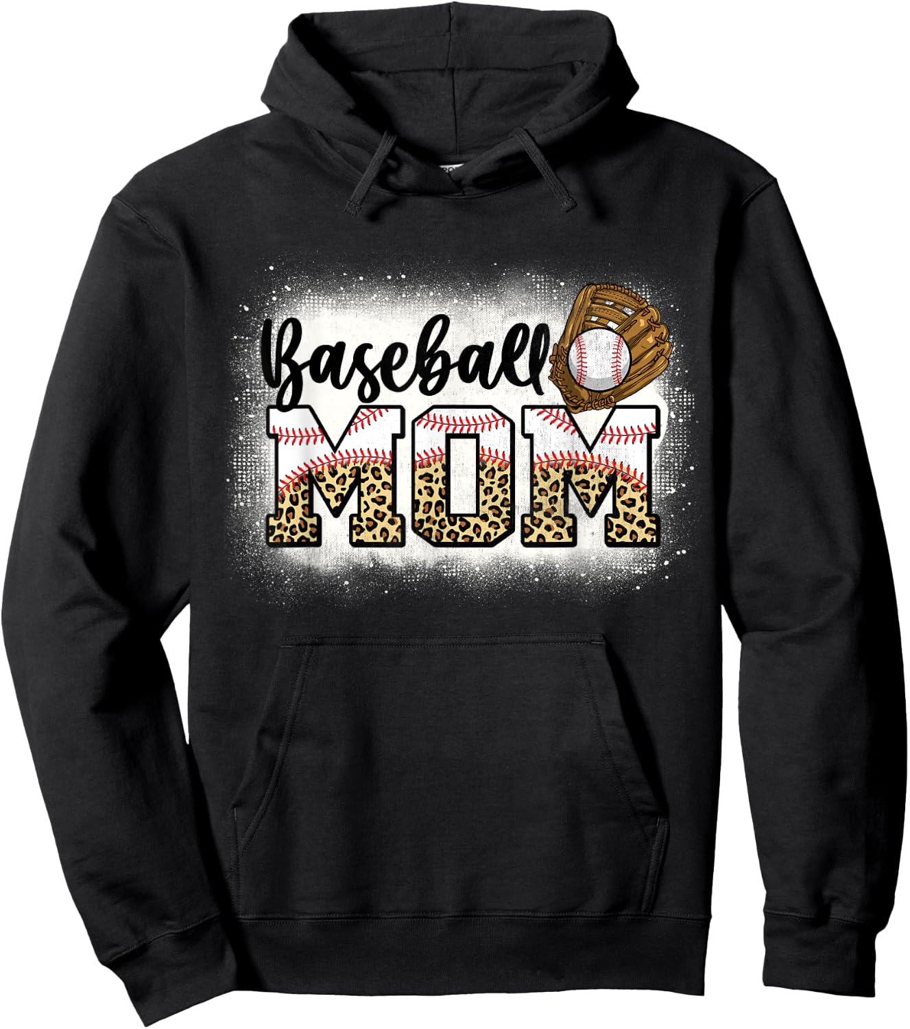 Bleached Baseball Mom Leopard Mother's Day Hoodie - Hoodie | Black