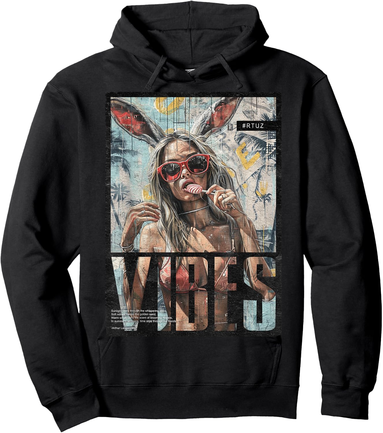 Vintage Girl Magazine Cover Sexy Model Pin-Up , black Hoodie - Hoodie | Black