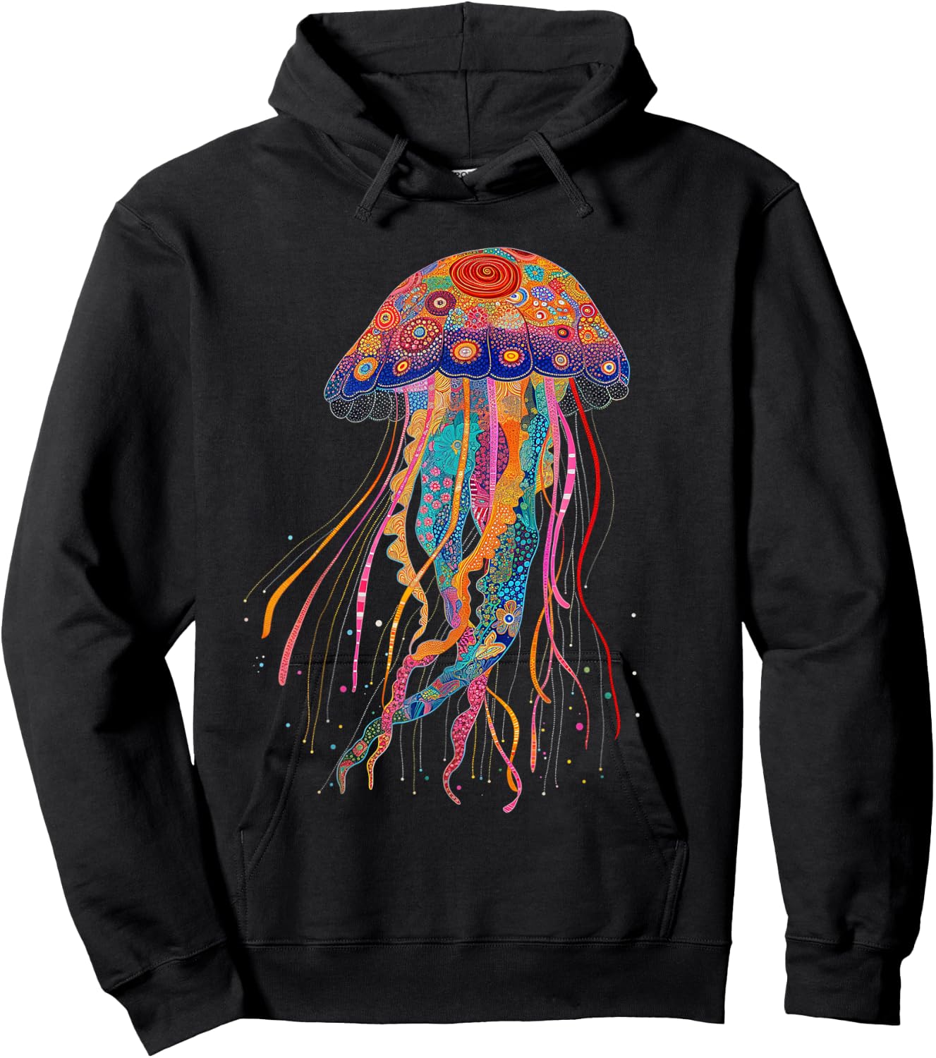 Jellyfish Colourful Floral Pattern Diver Ocean Hoodie - Hoodie | Black