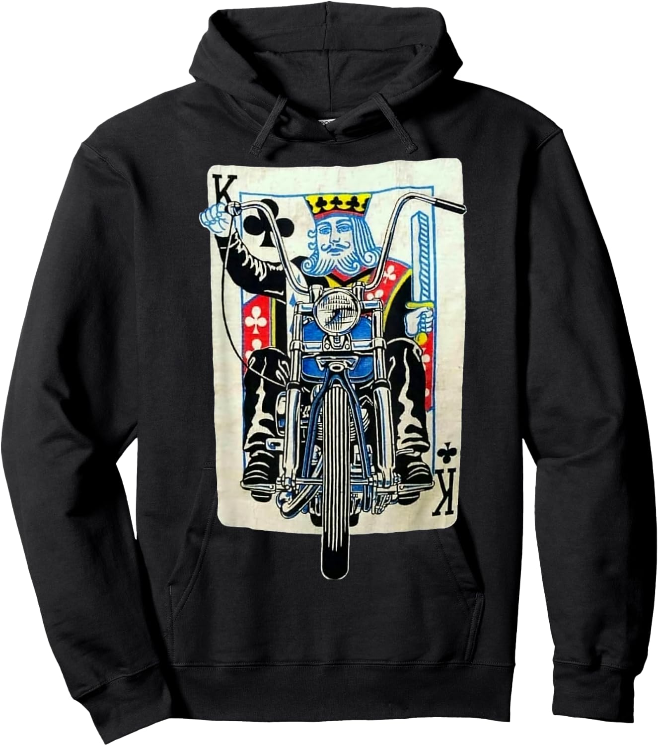 Biker King Of Clubs Playing Card Rider Motorcycle Hoodie - Hoodie | Black