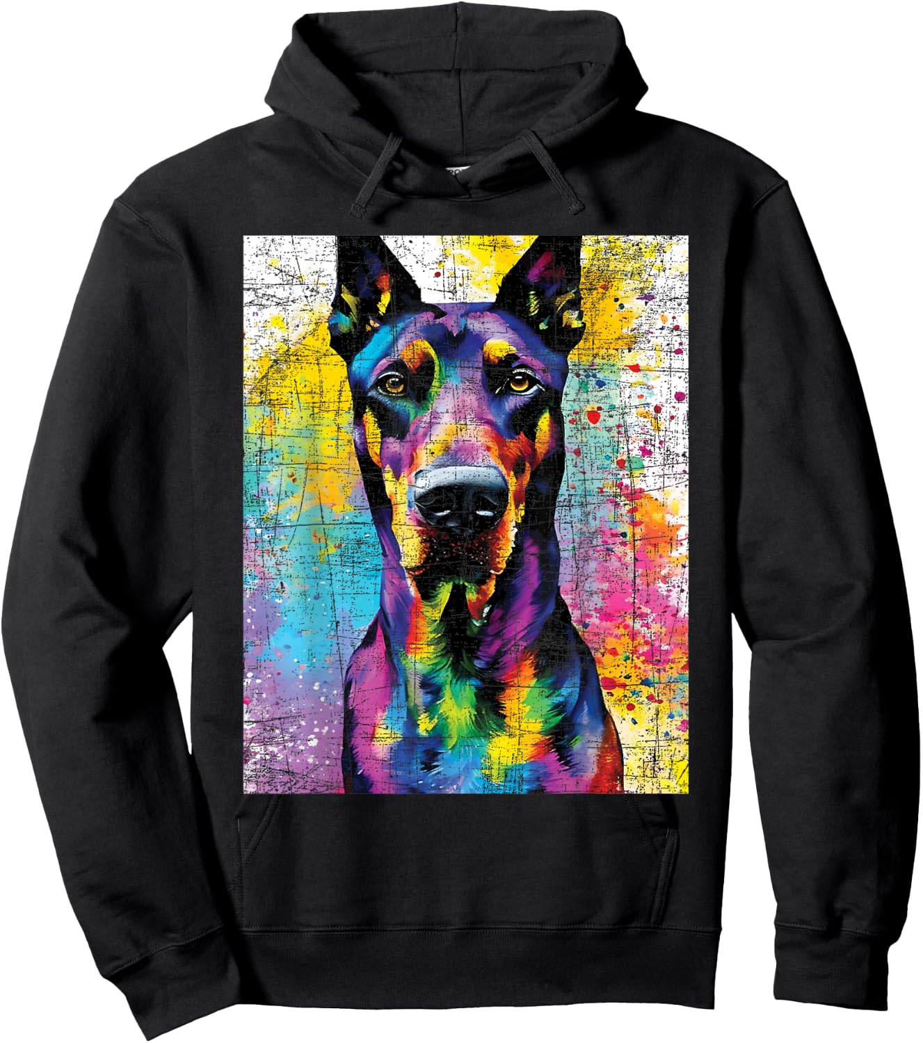Colorful Doberman Art - Dog Owner Canine Lover Pet Trainer Hoodie - Hoodie | Black