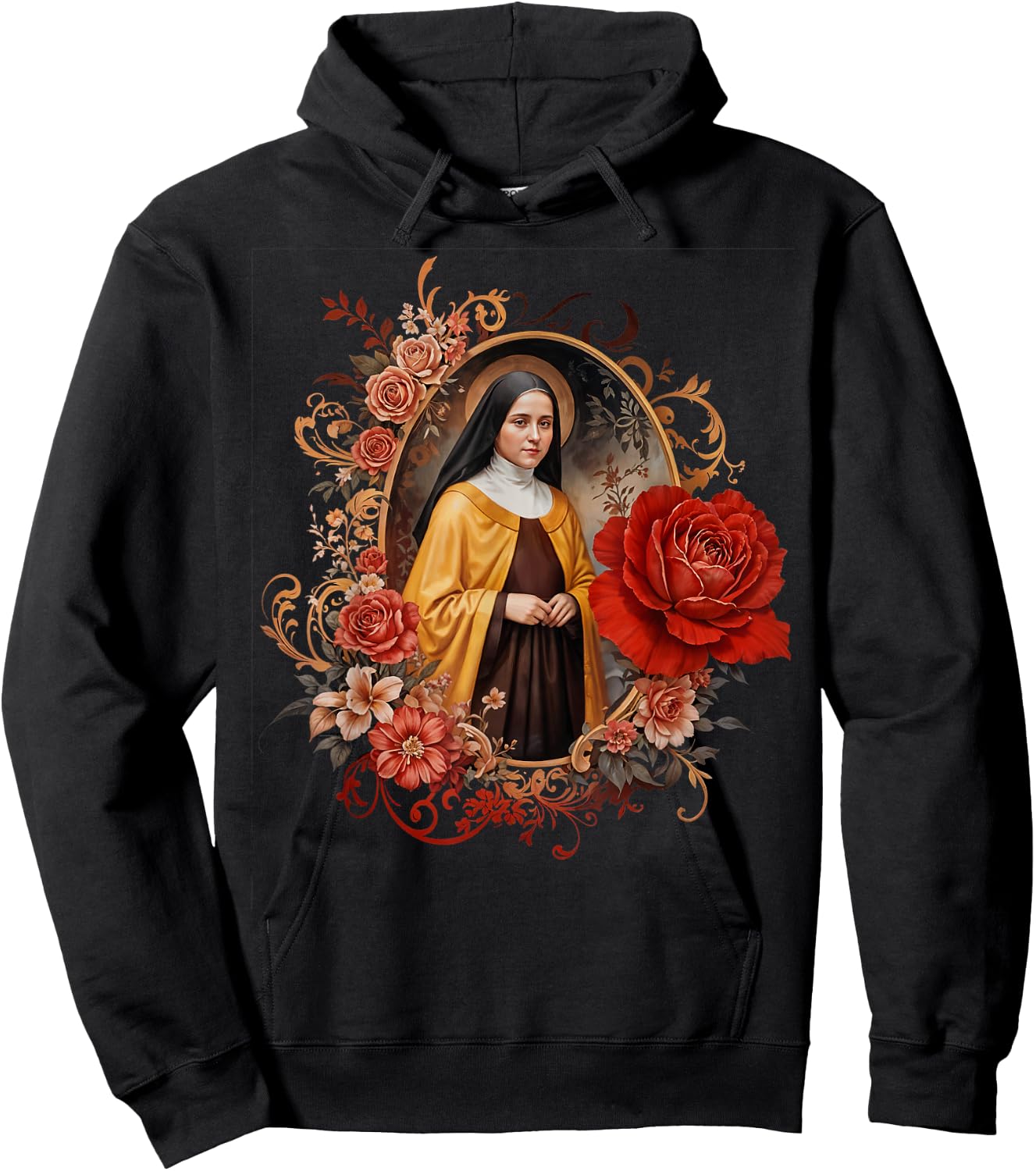 St Therese of Lisieux Little Flower Saint Roses Catholic Art Hoodie - Hoodie | Black