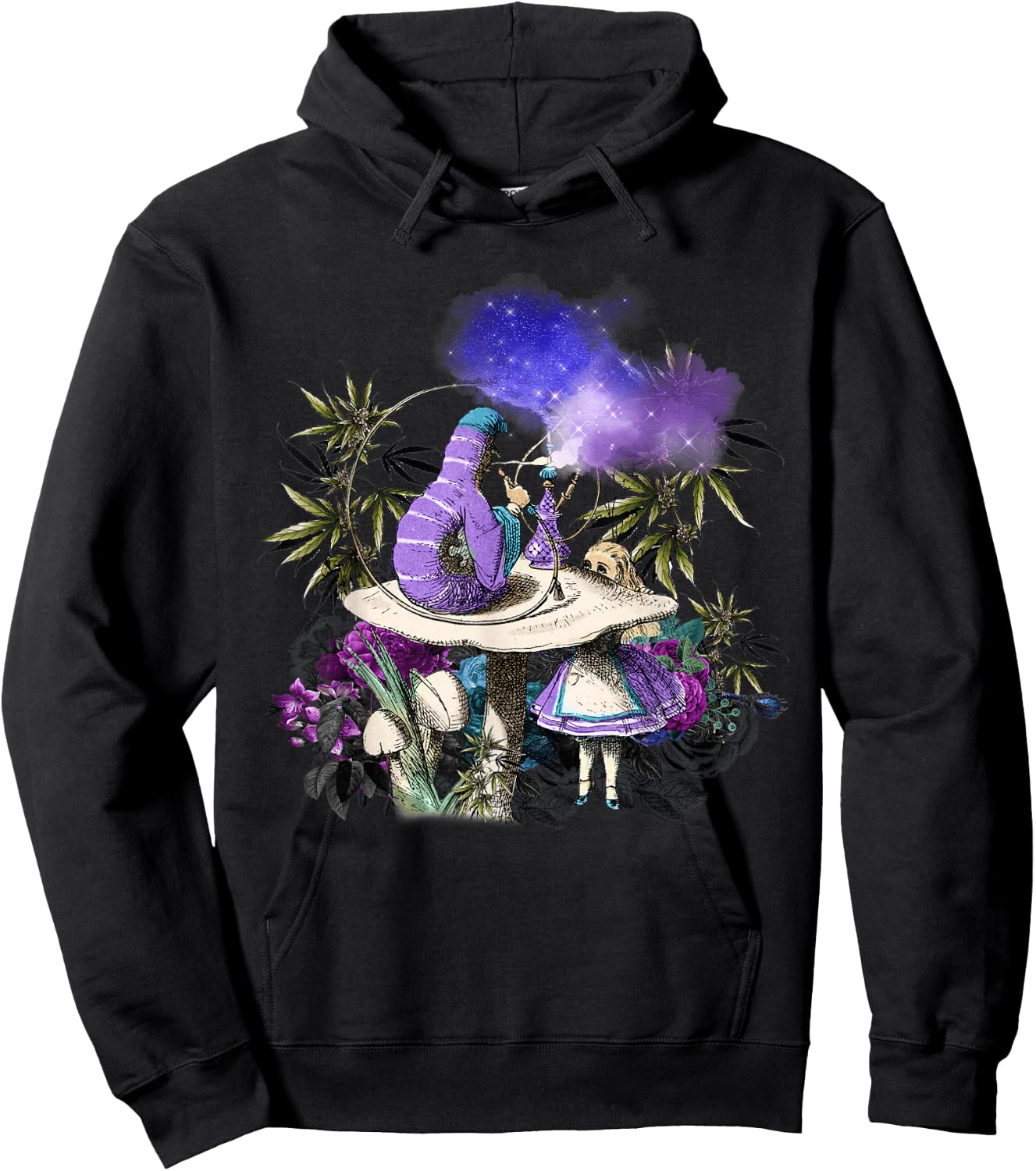 Cannabis rauchen raupe und Alice im Wunderland Hoodie - Hoodie | Black
