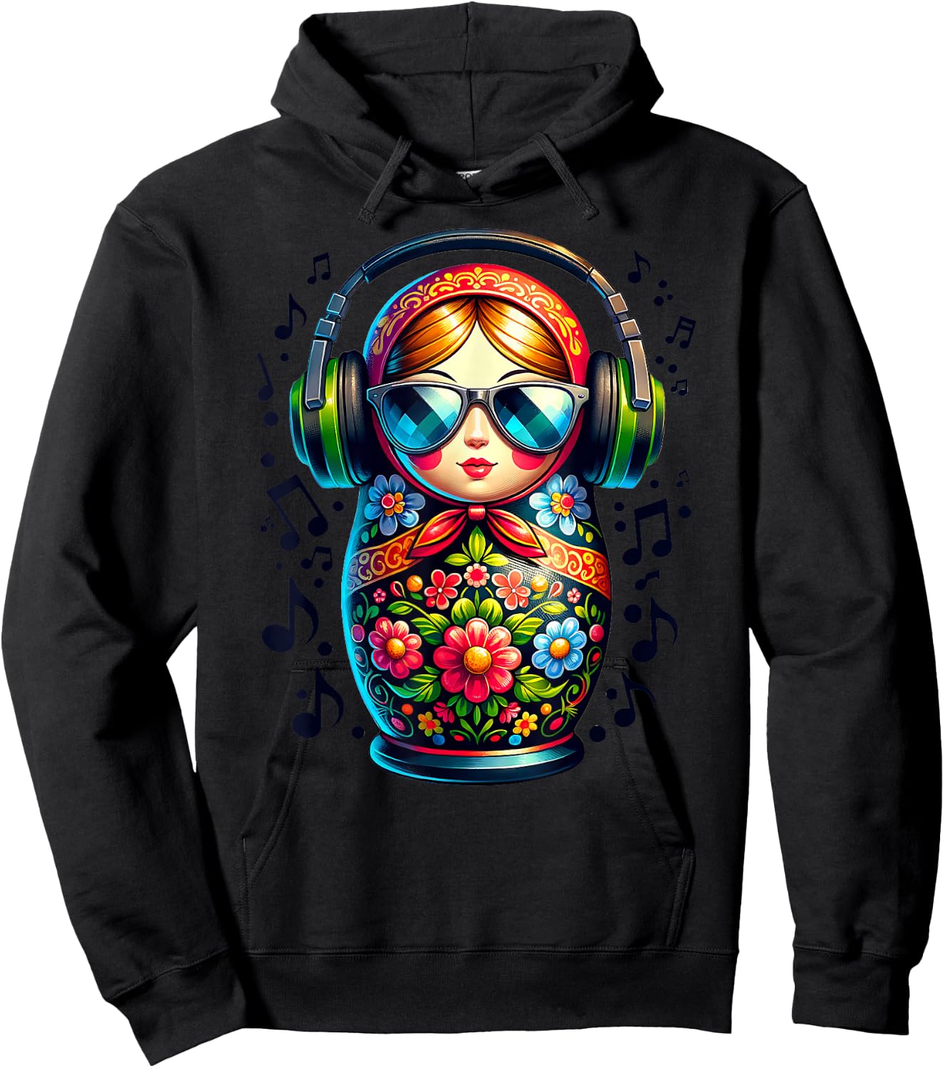 Russian Matryoshka Music Russia Russian Matryoshka , blue Hoodie - Hoodie | Black