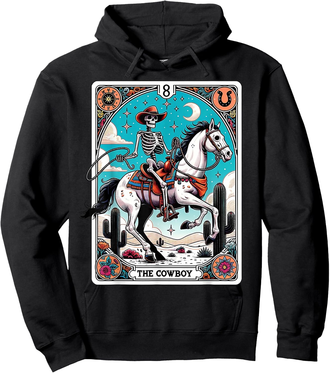 The Cowboy Skeleton Tarot Card Western Howdy Hoodie - Hoodie | Black