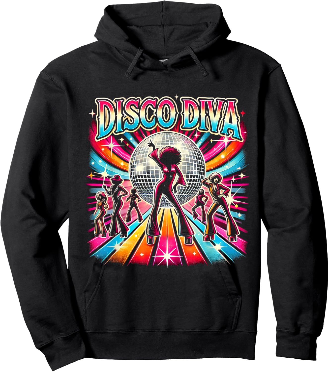 Ball Disco Diva Queen, 70s Retro Vintage Dancing , Black, S Hoodie - Hoodie | Black