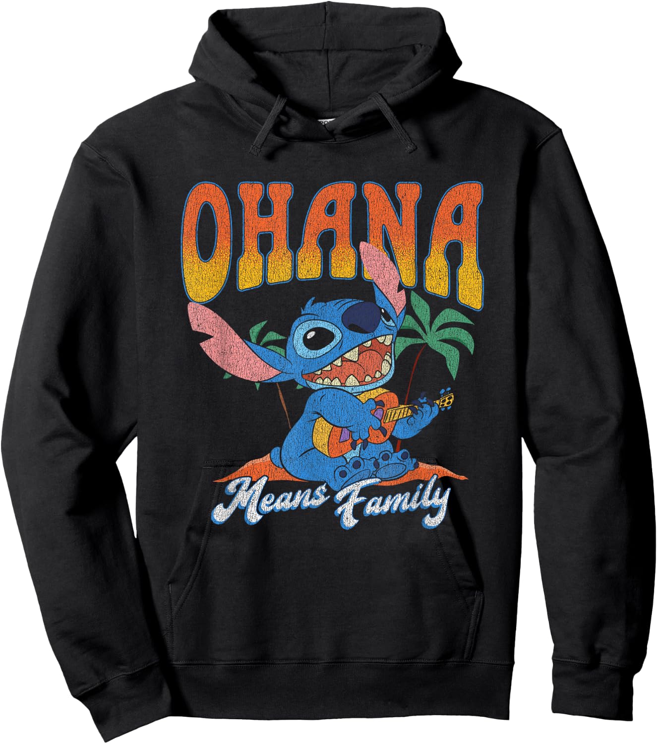 Disney Lilo & Stitch Ohana Means Family Vintage Tropical Hoodie - Hoodie | Black