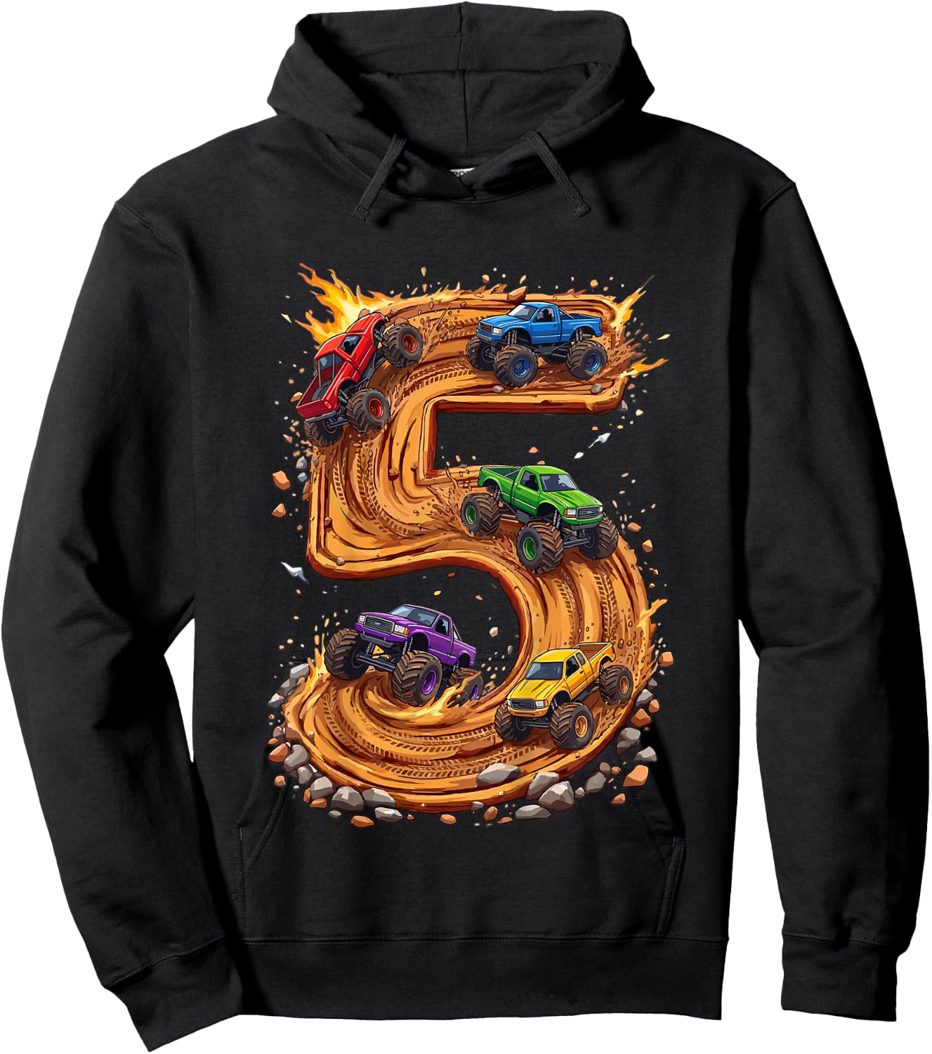 Kinder 5. Geburtstag, Monstertruck, Junge & Kleinkind, 5 Jahre alt Hoodie - Hoodie | Black