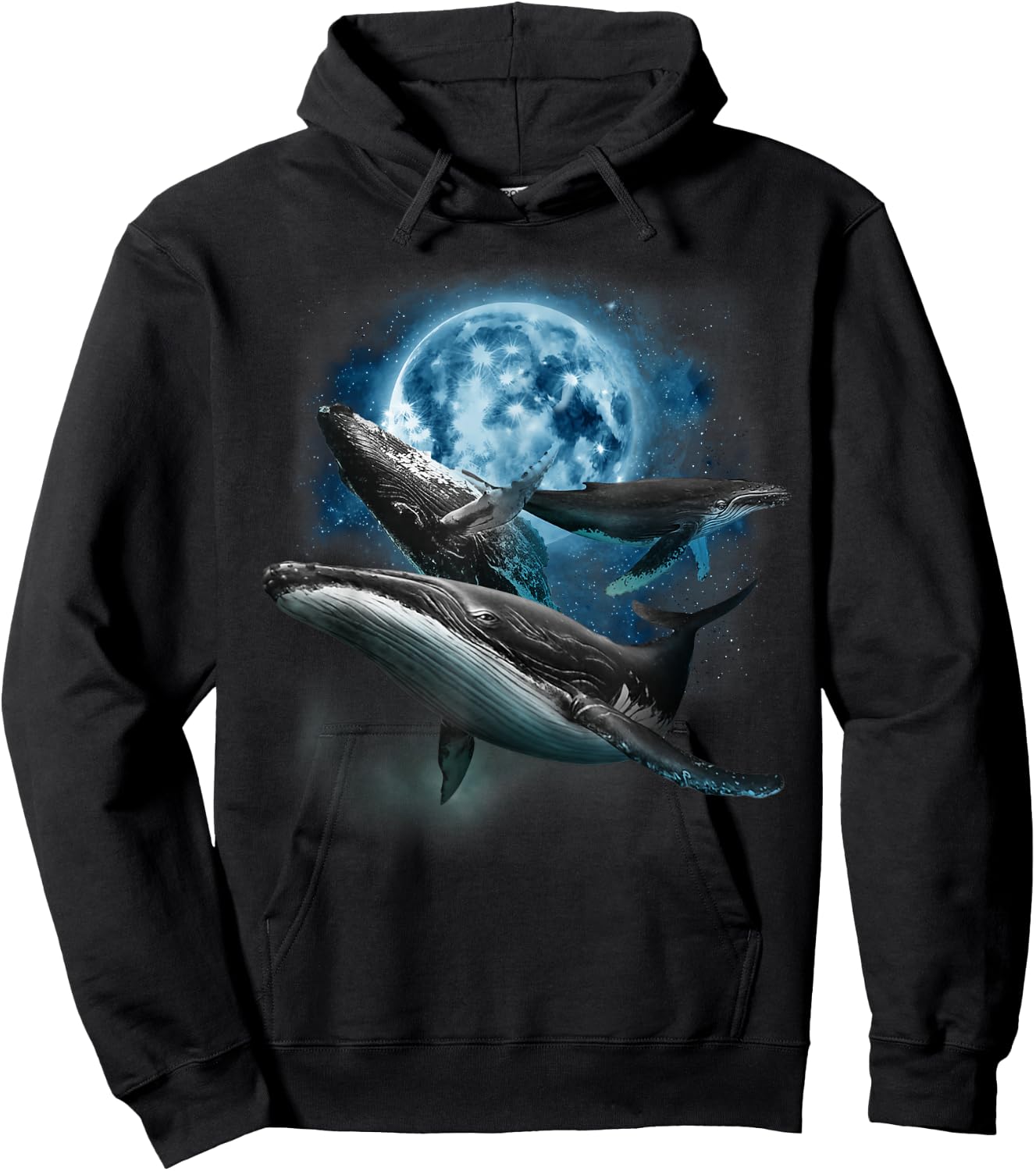 Humpback Whale Shirt - Howling at the Moon Humpback Whale Hoodie - Hoodie | Black