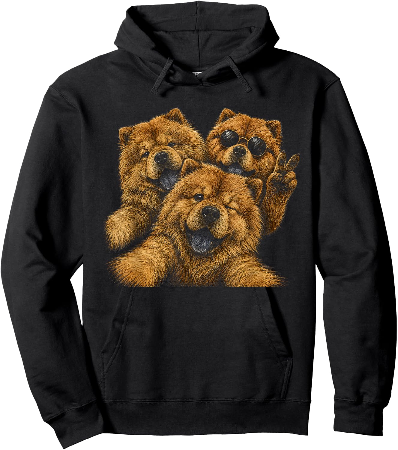 Funny Chow Chow Selfie Artwork Design Hoodie - Hoodie | Black