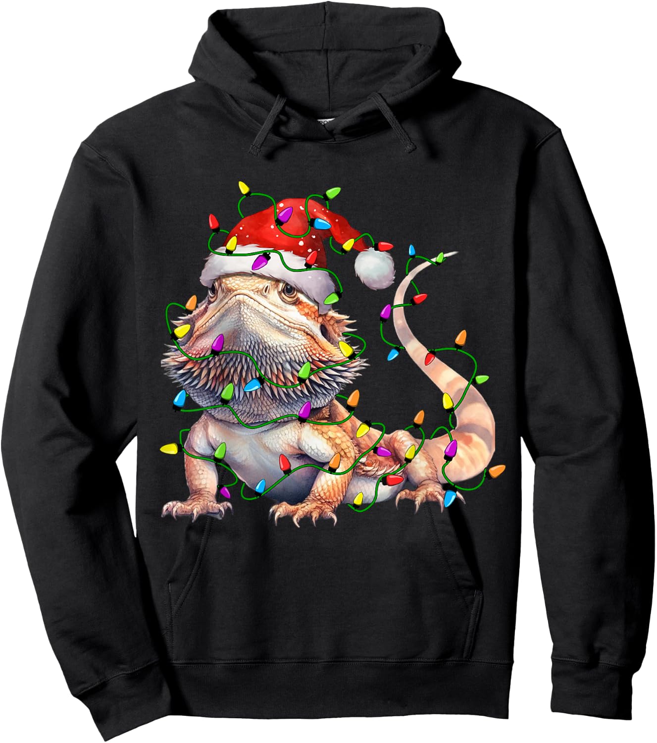 Bearded Dragons Santa Christmas Tree Lighting Xmas Funny Hoodie - Hoodie | Black