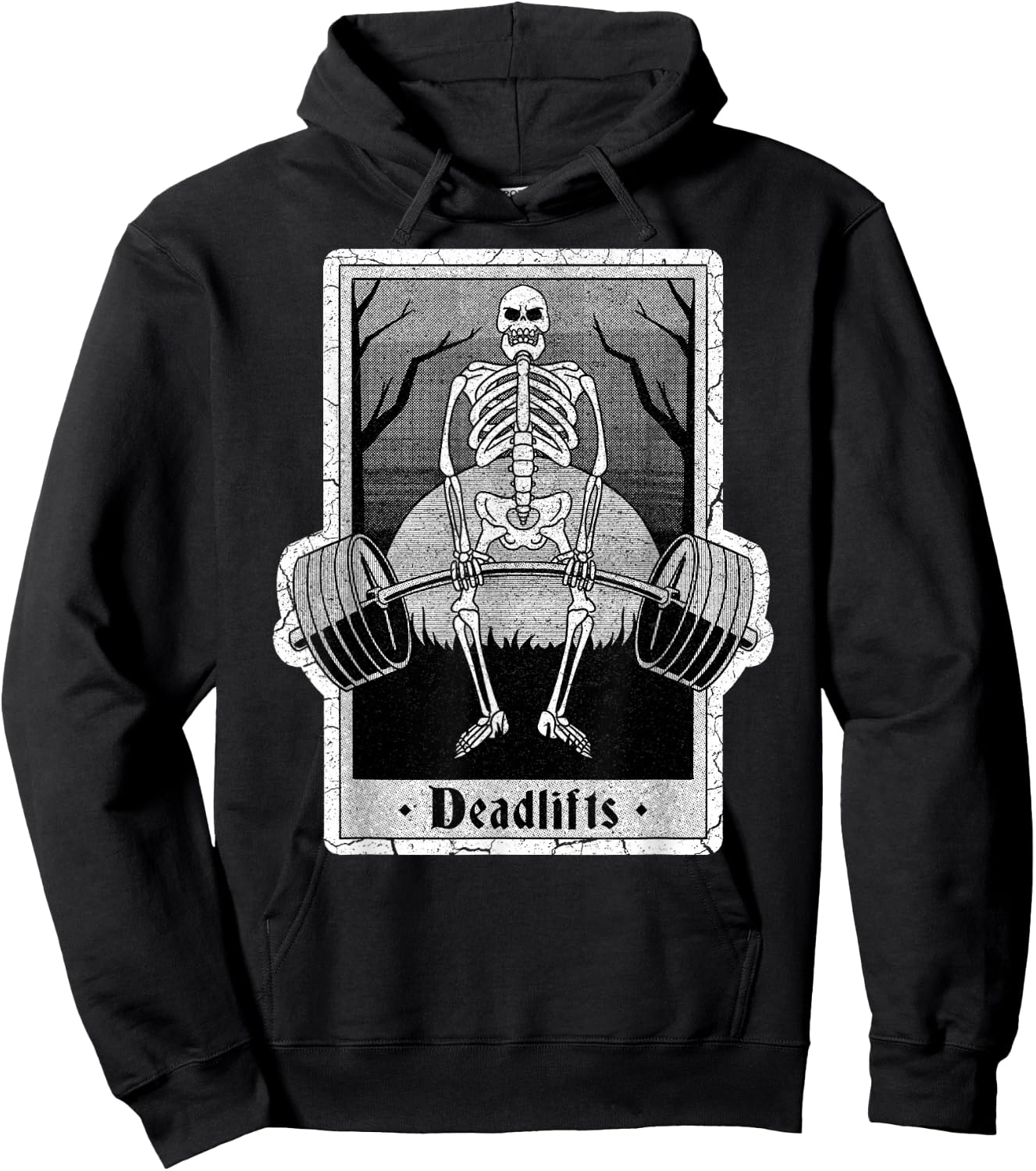 Deadlifts Skeleton Tarot Card – Funny Weightlifting Hoodie - Hoodie | Black