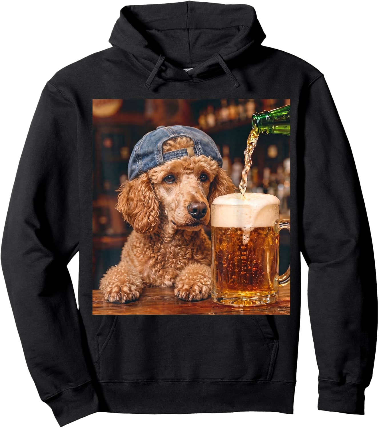 Poodle Drinking Beer Funny Dog Meme Hoodie - Hoodie | Black