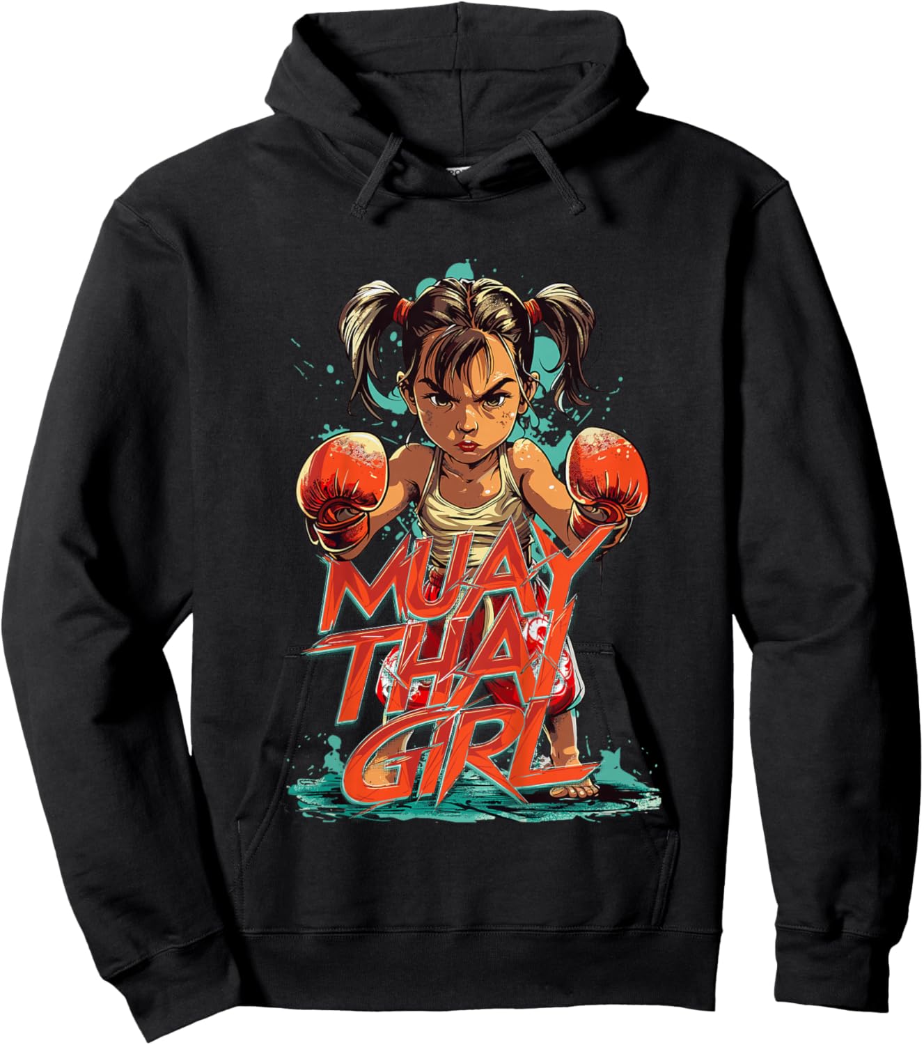 Kids Muay Thai Girl Cute Martial Arts Girls , black Hoodie - Hoodie | Black