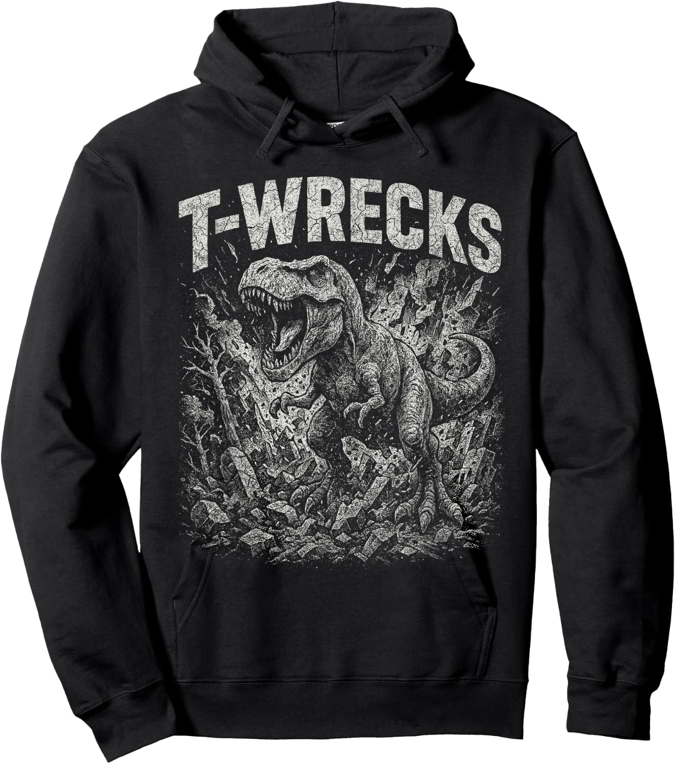 T-Rex Tyrannosaurus Dinosaur Funny T-Wrecks Hoodie - Hoodie | Black
