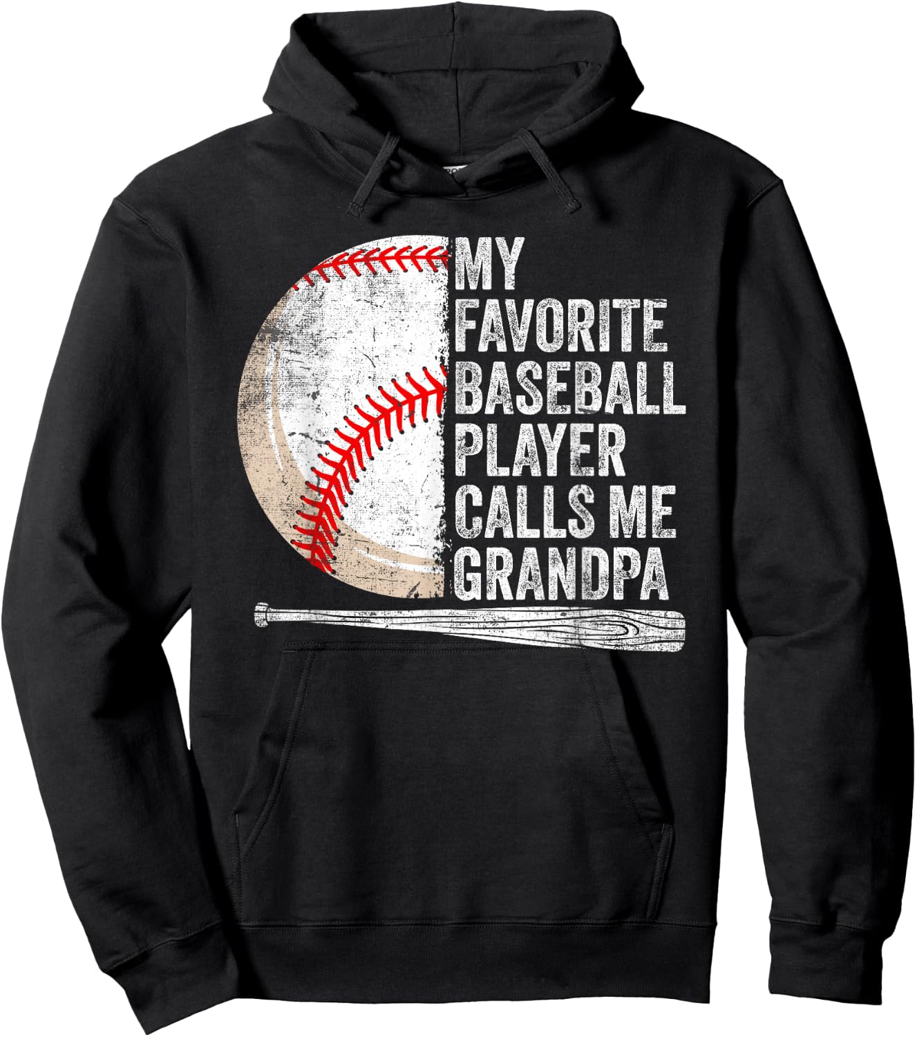 My Favorite Baseball Player Calls Me Grandpa Father's Day Hoodie - Hoodie | Black