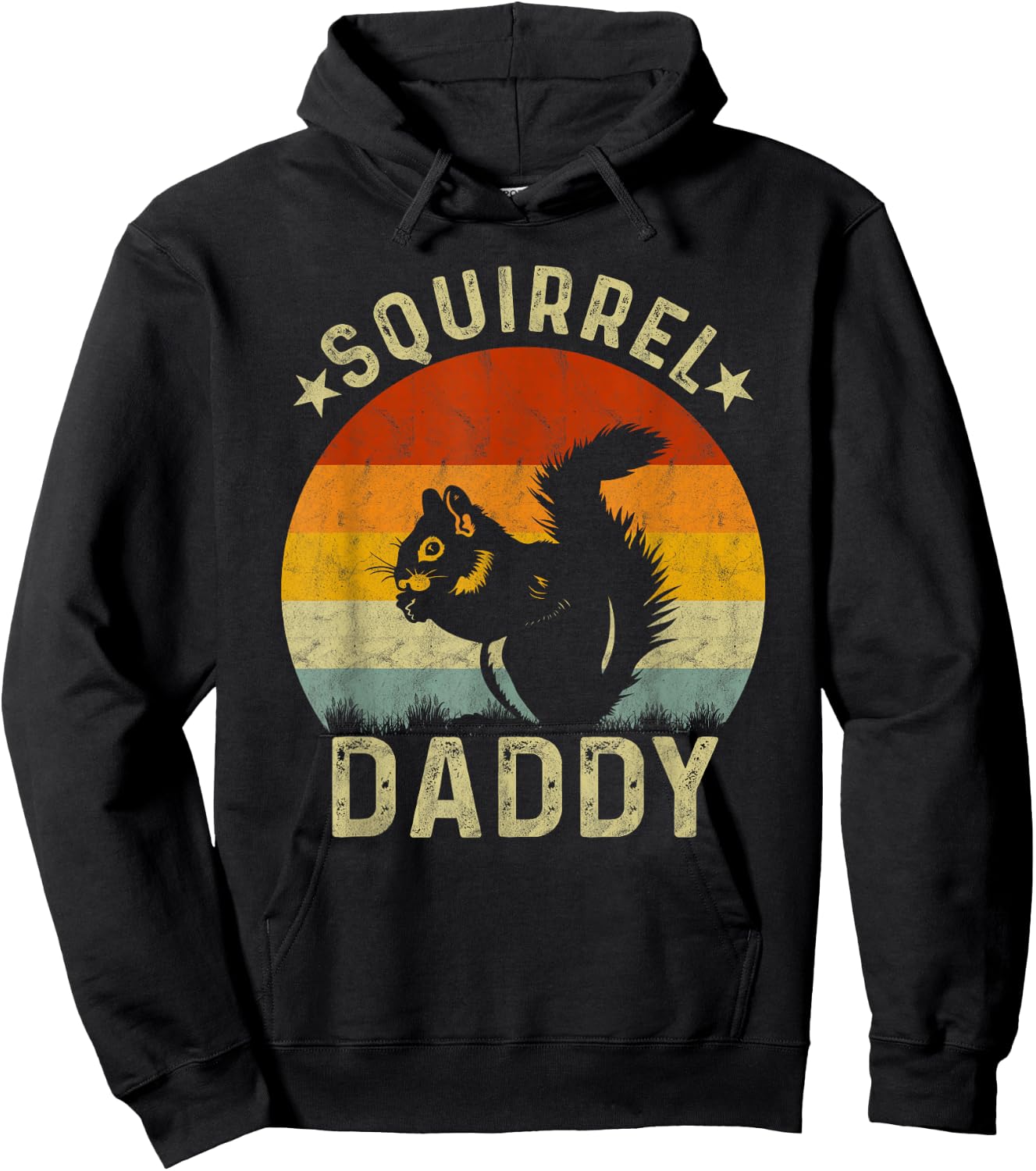 Vintage Squirrel Graphic for Squirrel Lover Daddy Retro Hoodie - Hoodie | Black