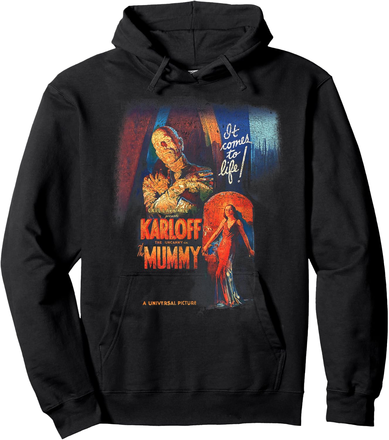 Universal Monsters Distressed The Mummy Movie Poster Hoodie - Hoodie | Black