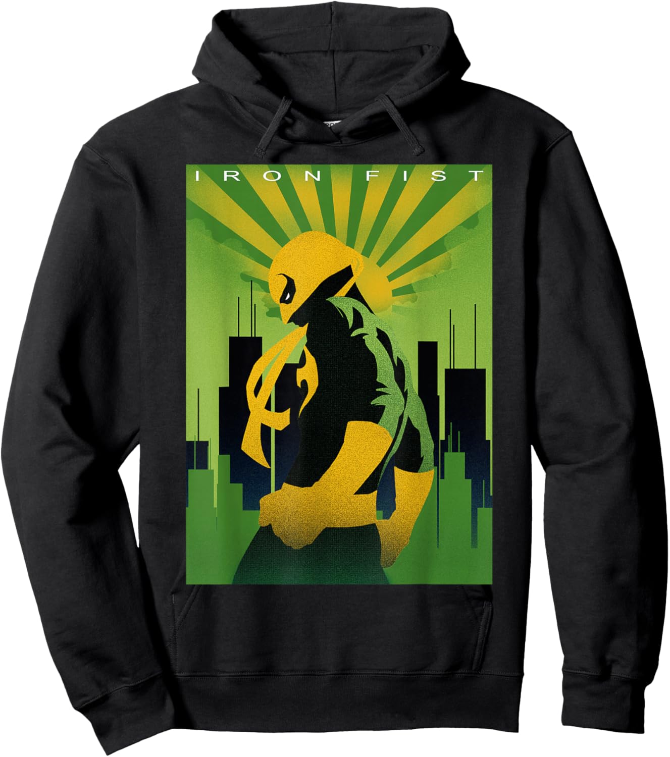 Marvel Iron Fist Art Deco Texture Poster Graphic Hoodie - Hoodie | Black