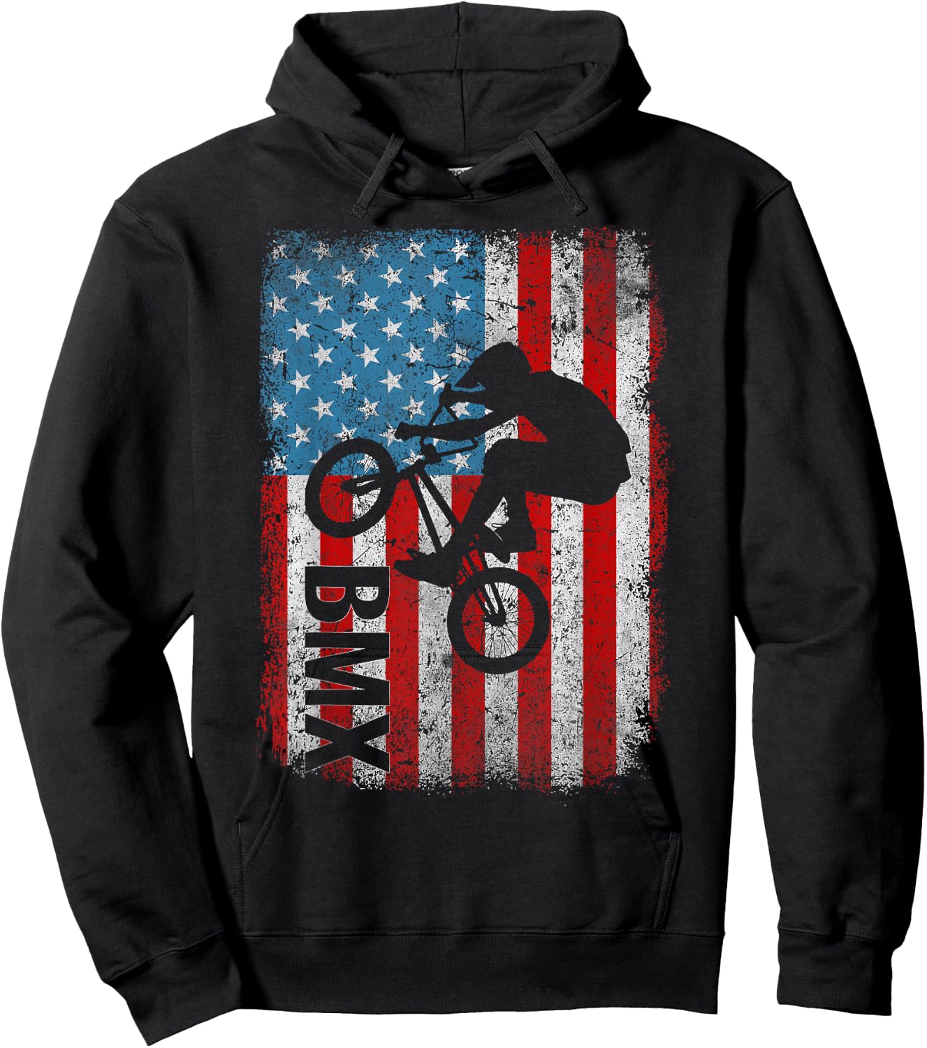 BMX US America Flag Patriotic Vintage BMX Biker 4th of July Hoodie - Hoodie | Black
