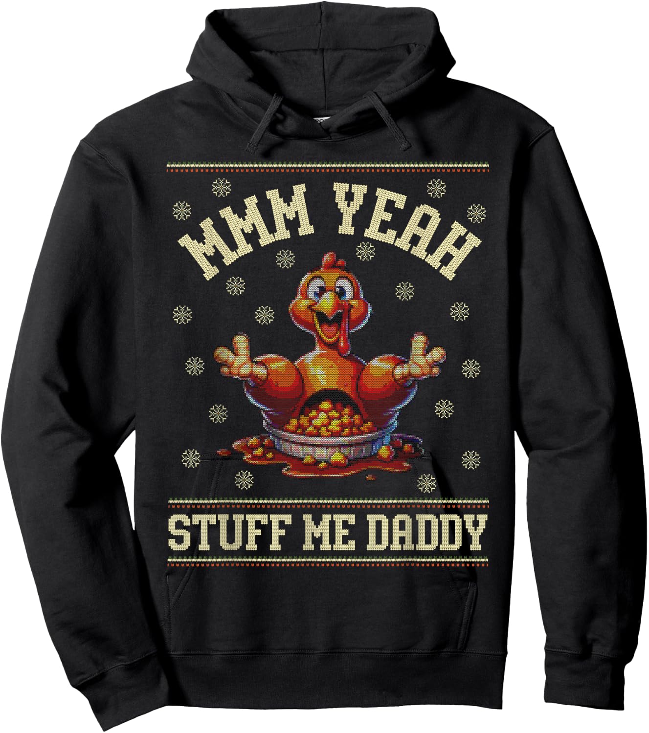 Ugly Thanksgiving Sweater Turkey Adult Humor Funny Men Women Hoodie - Hoodie | Black
