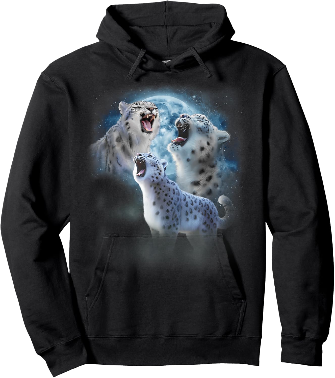 Snow Leopard Shirt - Funny Snow Leopards Howling at the Moon Hoodie - Hoodie | Black