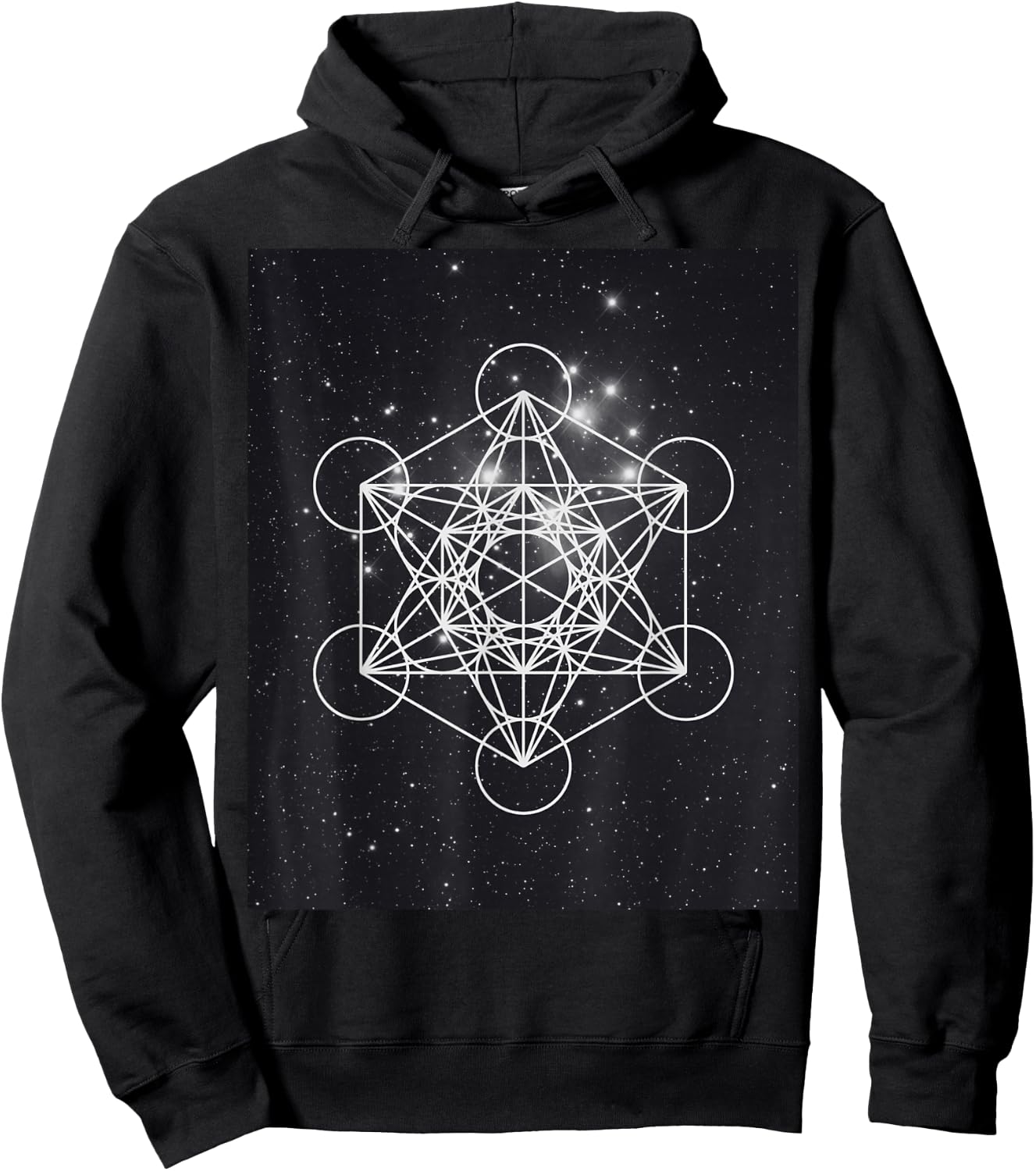Metatron Cube Sacred Geometry and Pleiades , black, S Hoodie - Hoodie | Black