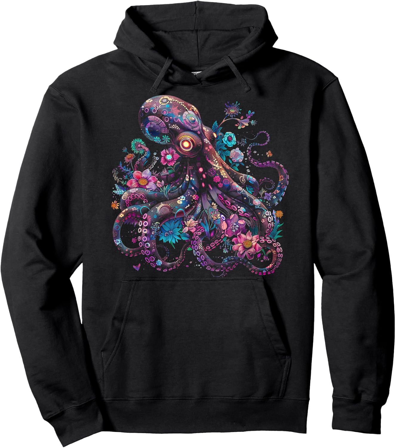 Floral Octopus Burst / Octopus / Men Women Youth Graphic Hoodie - Hoodie | Black