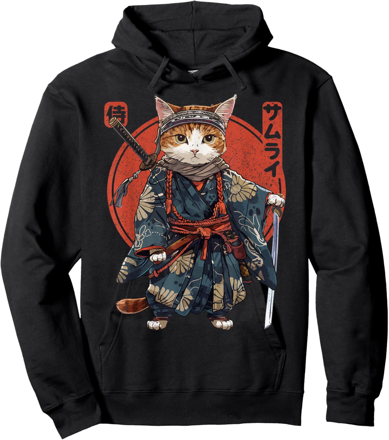 The Samurai Cat , black Hoodie - Hoodie | Black