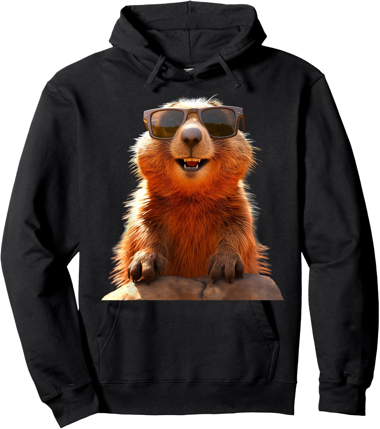 Murmeltier mit Sonnenbrille Nagetier Erdhörnchen Murmeltiere Hoodie - Hoodie | Black