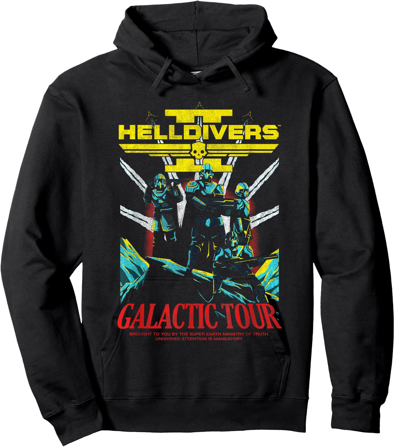 Helldivers 2 Front Back Galactic Democracy Tour Video Game Hoodie - Hoodie | Black