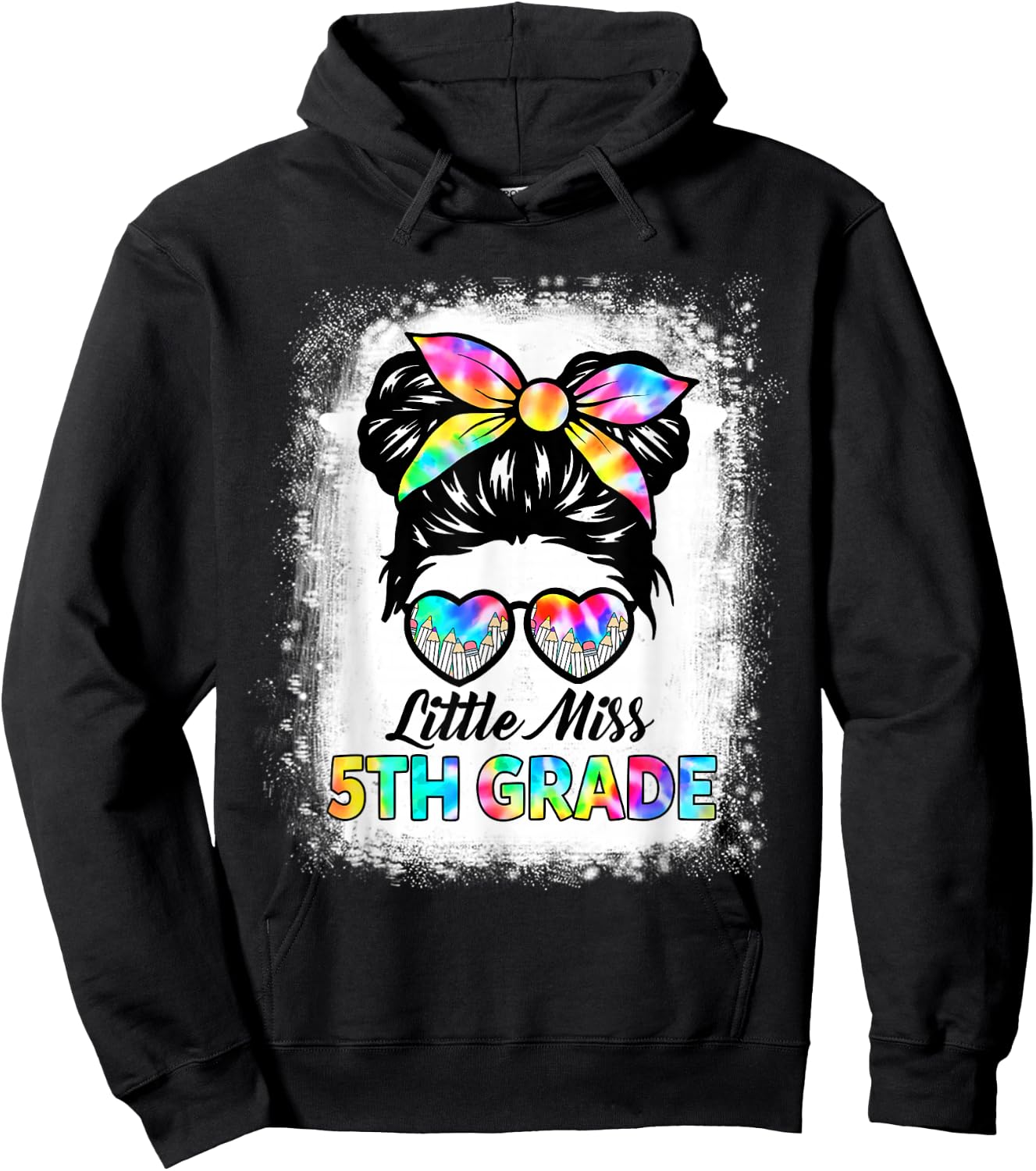 Girls Fifth Grade Back To School Cute Little Miss 5th Grade Hoodie - Hoodie | Black