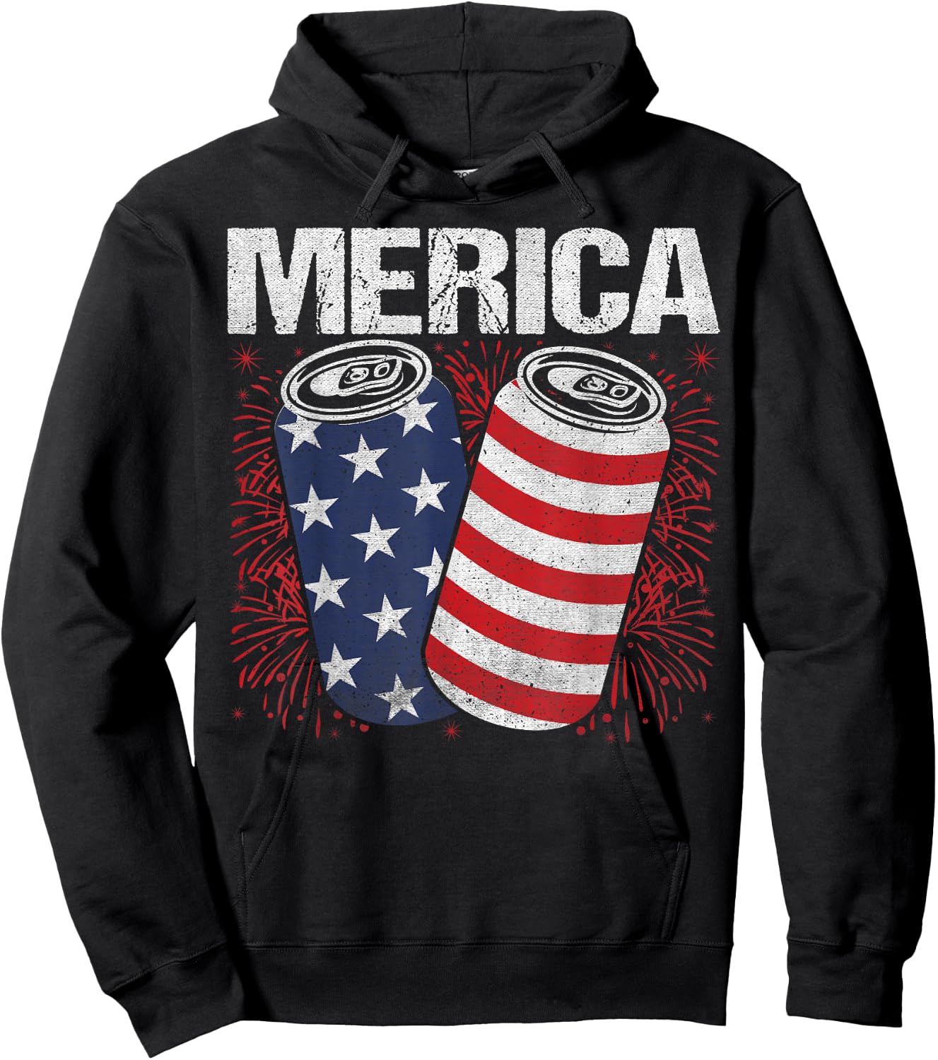 Beer American Flag 4th Of July Merica USA Men Women Drinking Hoodie - Hoodie | Black