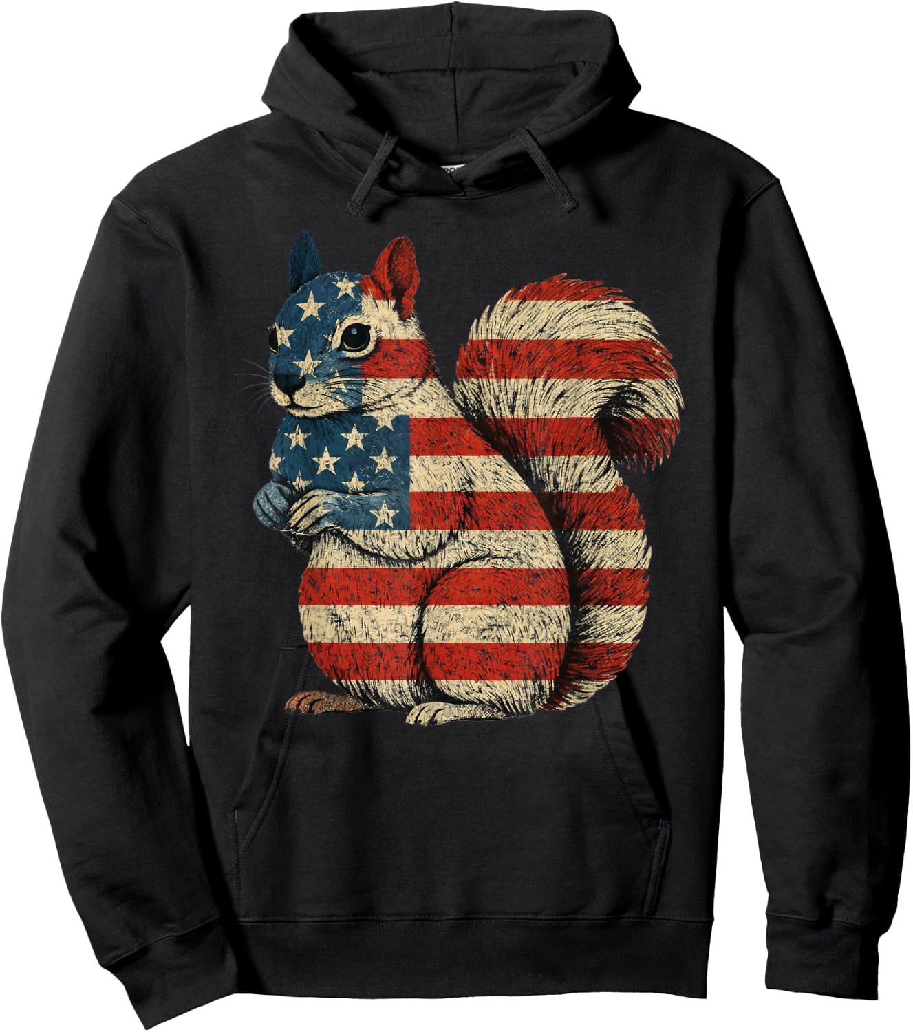 American Flag Squirrel 4th of July Hoodie - Hoodie | Black