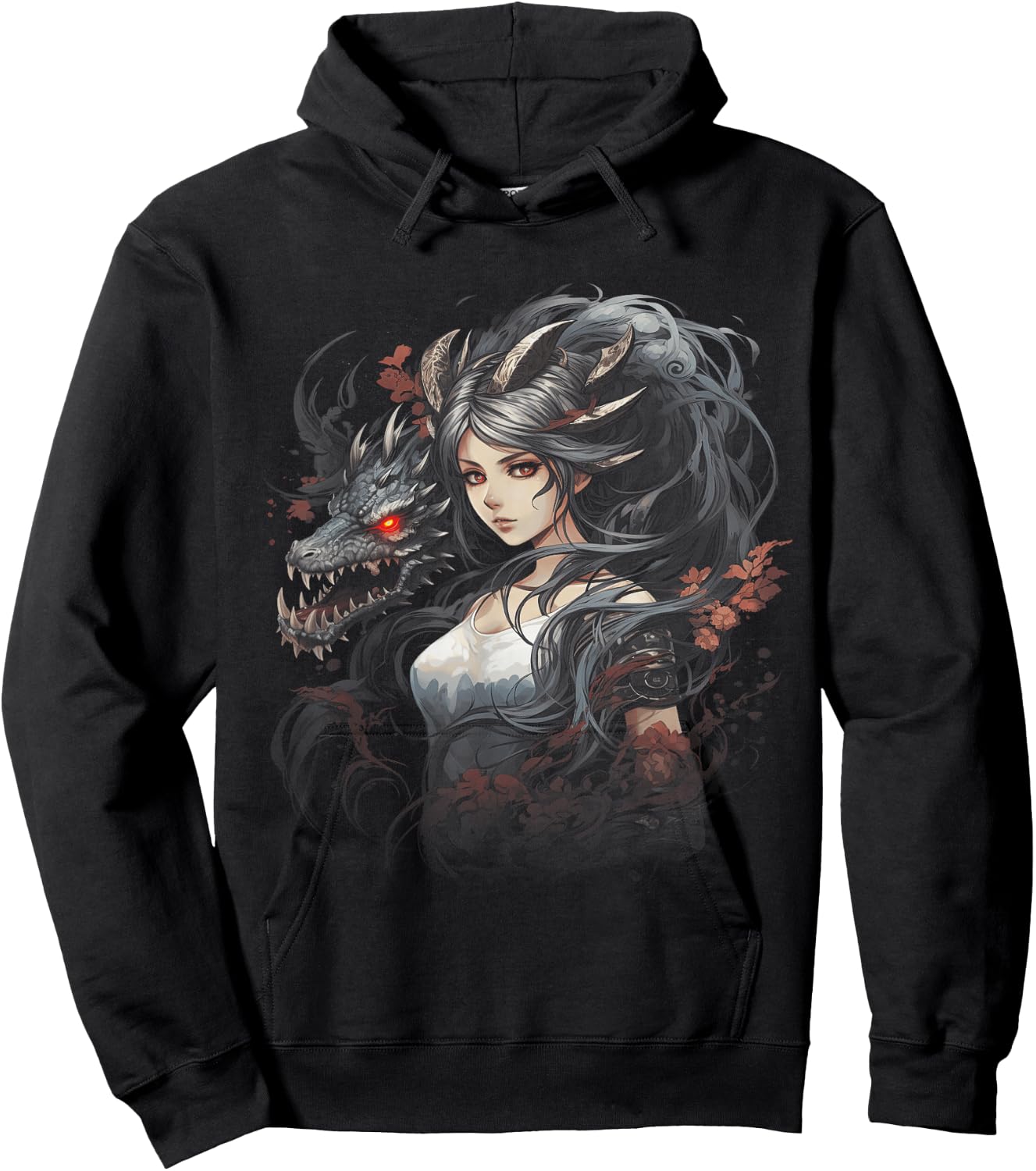 Beautiful women Manga Fantasy Dragons Hoodie - Hoodie | Black