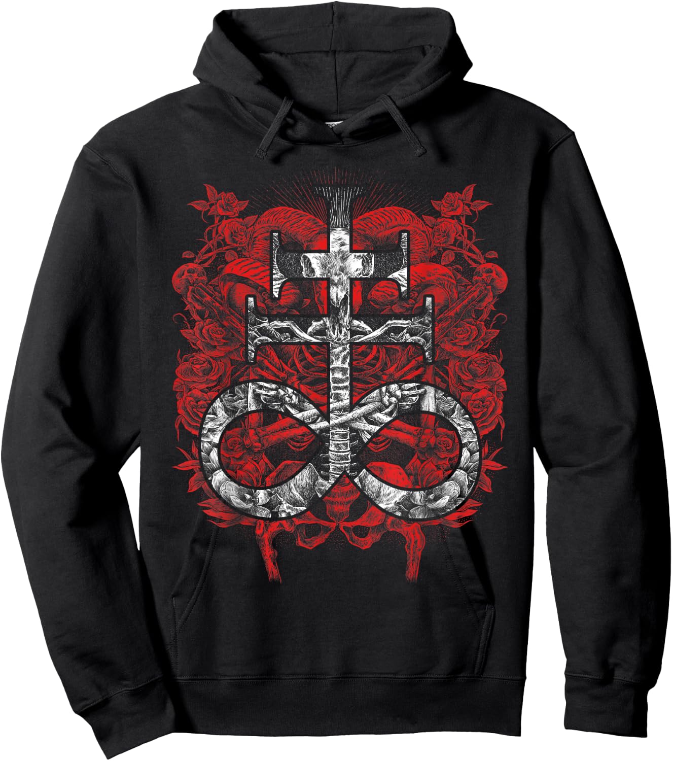 Satanic Gift Satanist Occult Leviathan Cross Baphomet Hoodie - Hoodie | Black
