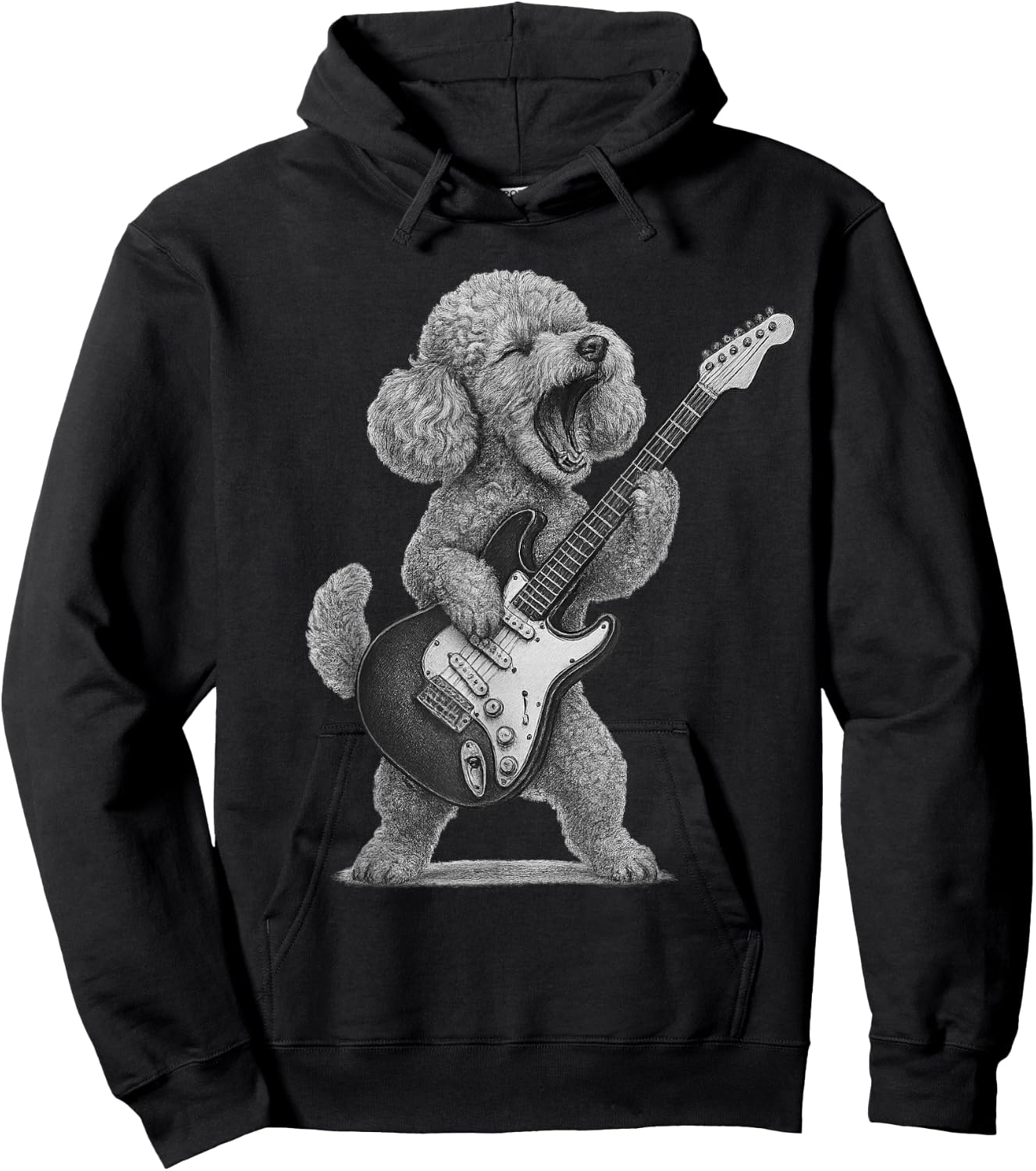 Toy Poodle Playing Guitar Rock Music Dog Lover Hoodie - Hoodie | Black