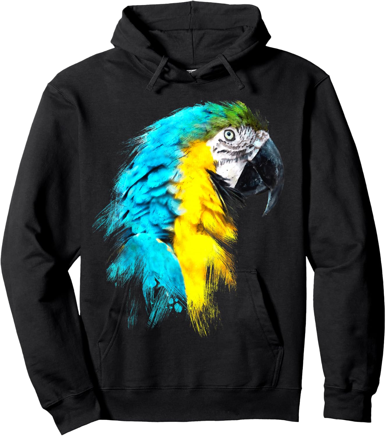 Colourful Scarlet Red Macaw Parrot Bird Painting of Watercolour Hoodie - Hoodie | Black
