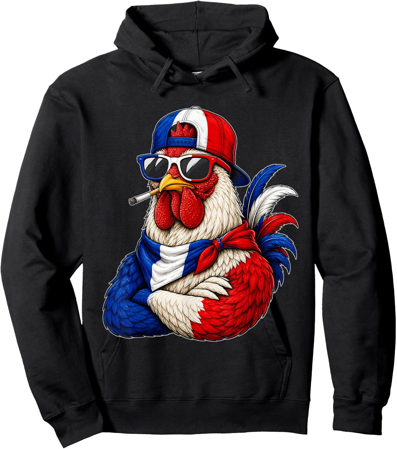 France National Pride Rooster Flag Hoodie - Hoodie | Black