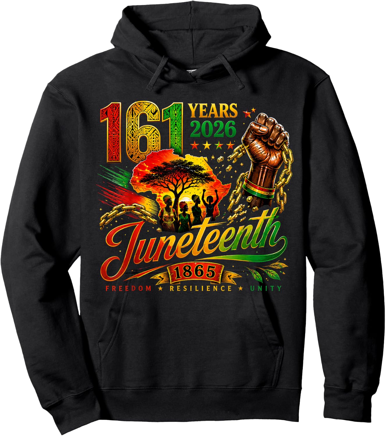 Juneteenth Freedom Resilience Unity 2026 Hoodie - Hoodie | Black