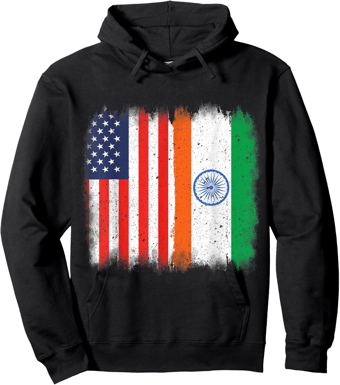 Indian American Flag India USA Hearts Patriot hIndu DNA Hoodie - Hoodie | Black
