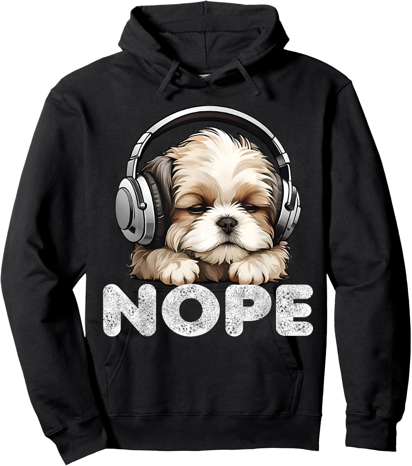 Women Nope Funny Lazy Shih Tzu Dog Mom Cute Owner Breed Dad Hoodie - Hoodie | Black