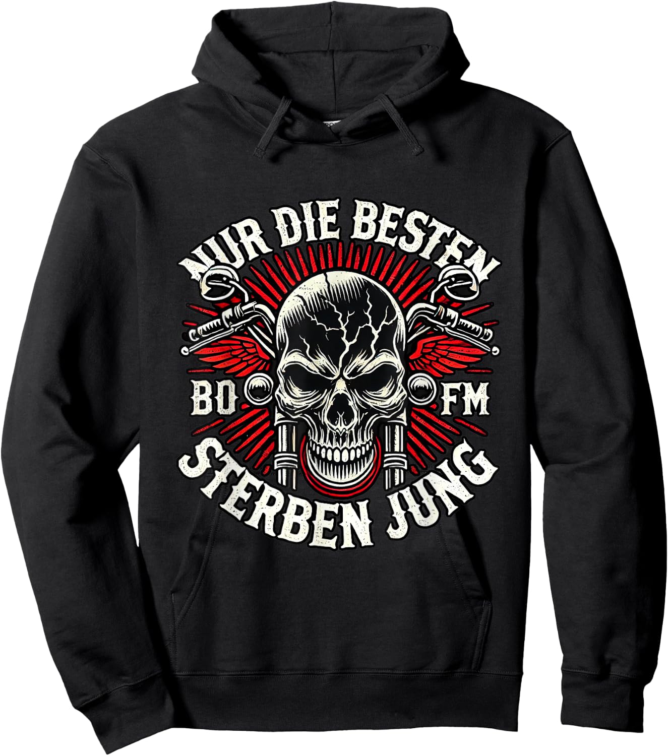 "Nur die Besten die Jung" Biker Statement Rocker , black Hoodie - Hoodie | Black