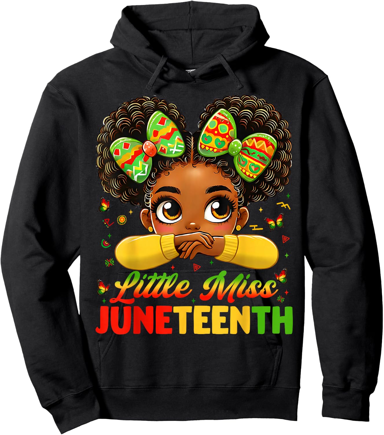 Miss Junteenth Cute Coquette Pride African 1865 Girl Hoodie - Hoodie | Black