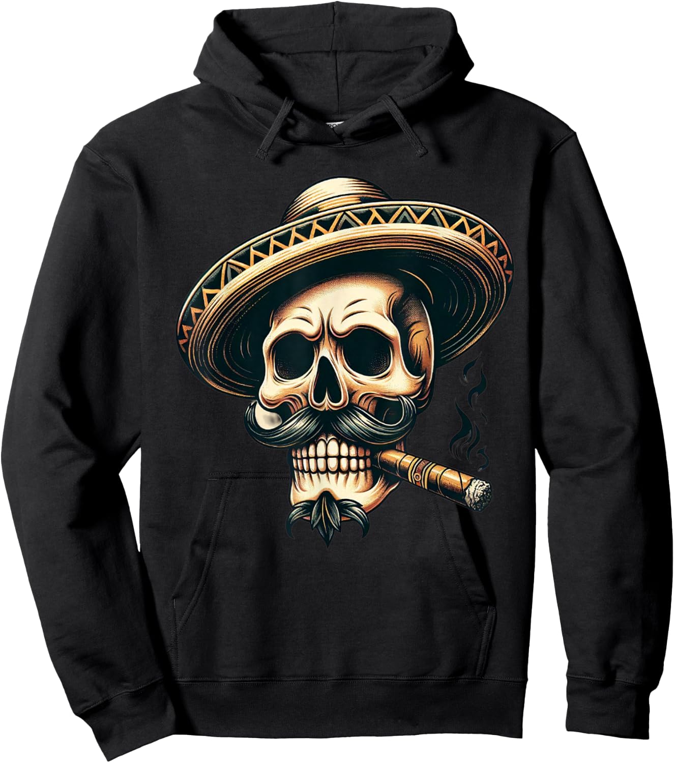 Skull Cigar Skull Skeleton Smoking Smoke Flamenco Hoodie - Hoodie | Black