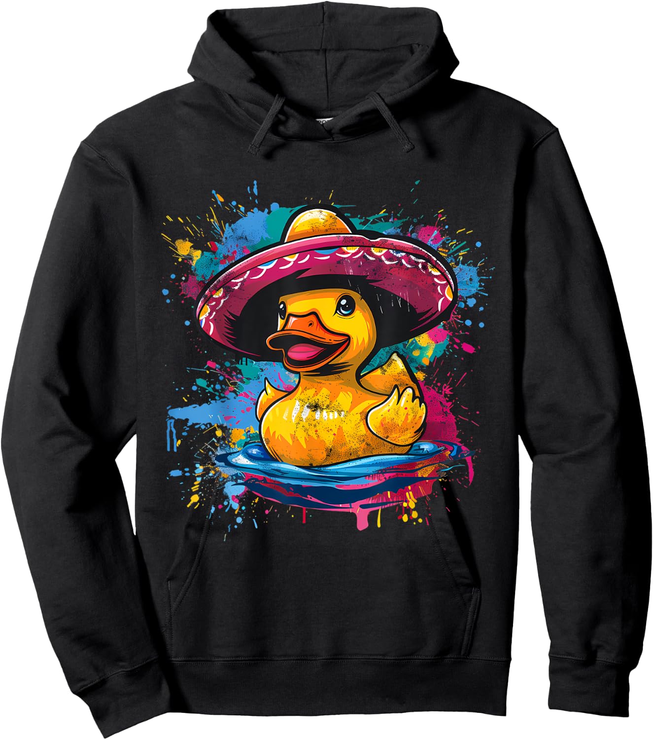 Rubber Duck Watercolor Mexican Sombrero Rubber Duckie Hoodie - Hoodie | Black