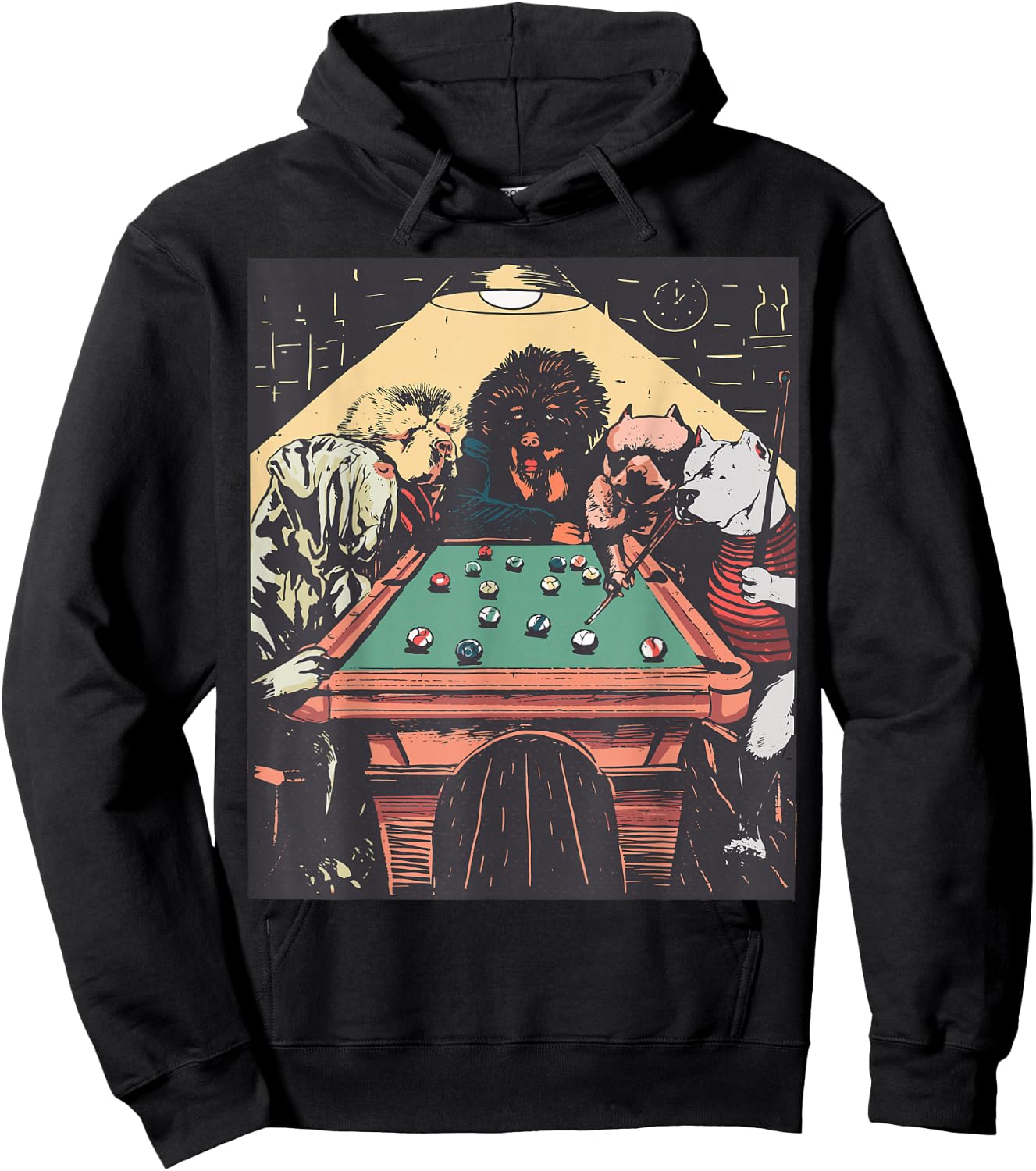 Game Night Time Dogs on Billiards Pool Table Shooting 8 Ball Hoodie - Hoodie | Black