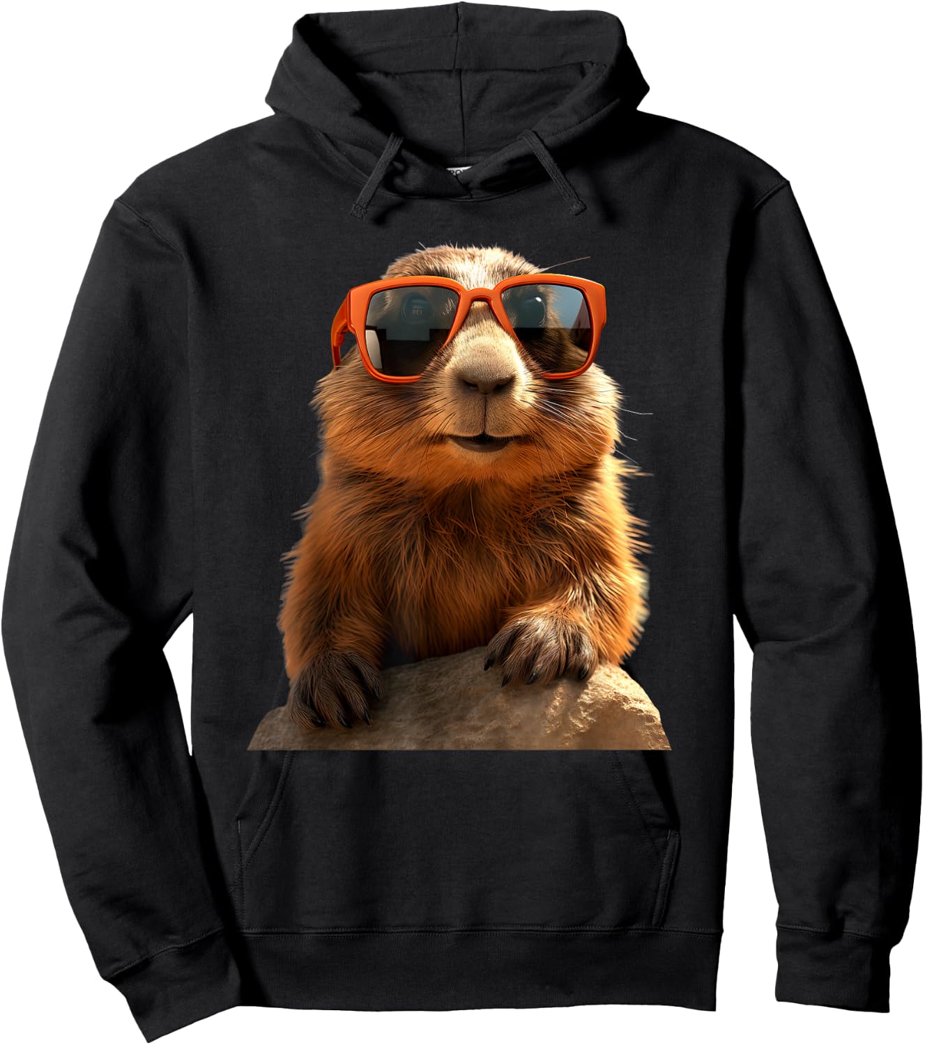 Marmot with Sunglasses Rodent Earth Squirrel Marmot , black Hoodie - Hoodie | Black