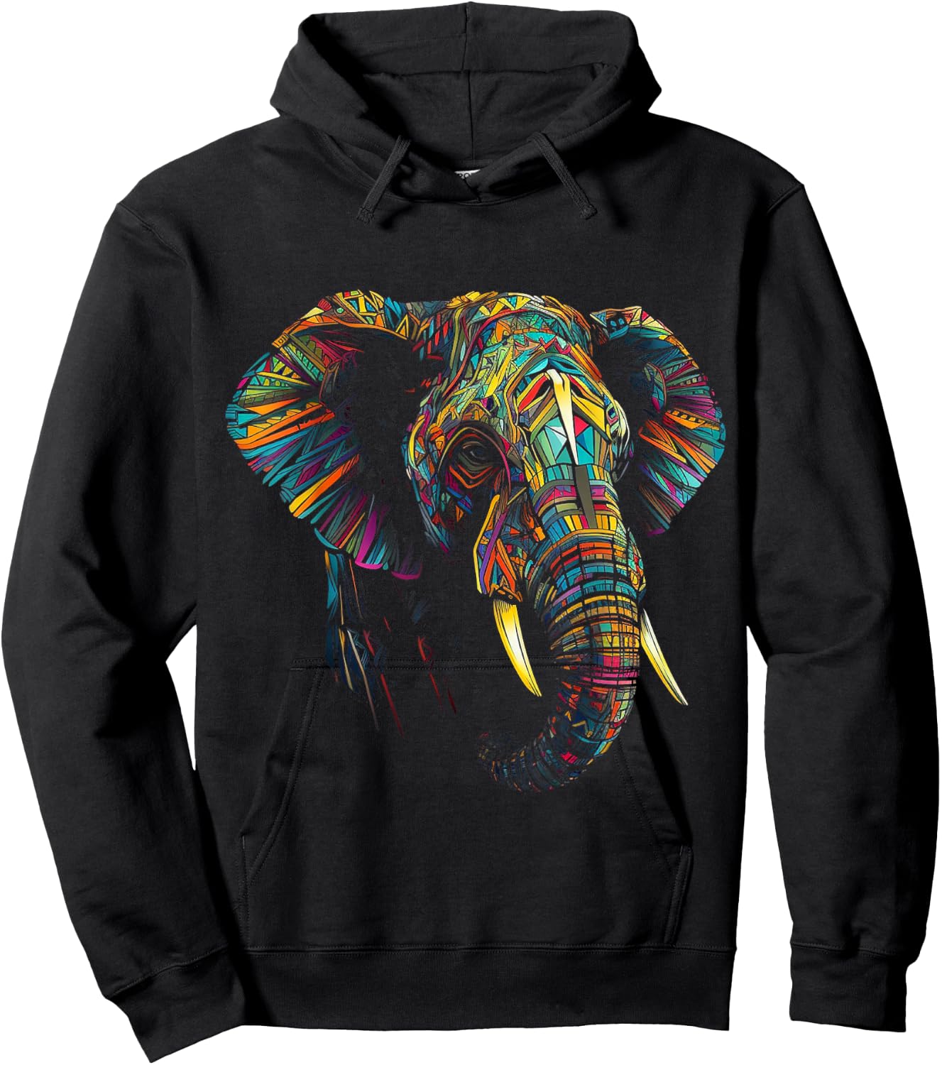 Elephant Animal Colourful Zoo Art Elephant Hoodie - Hoodie | Black