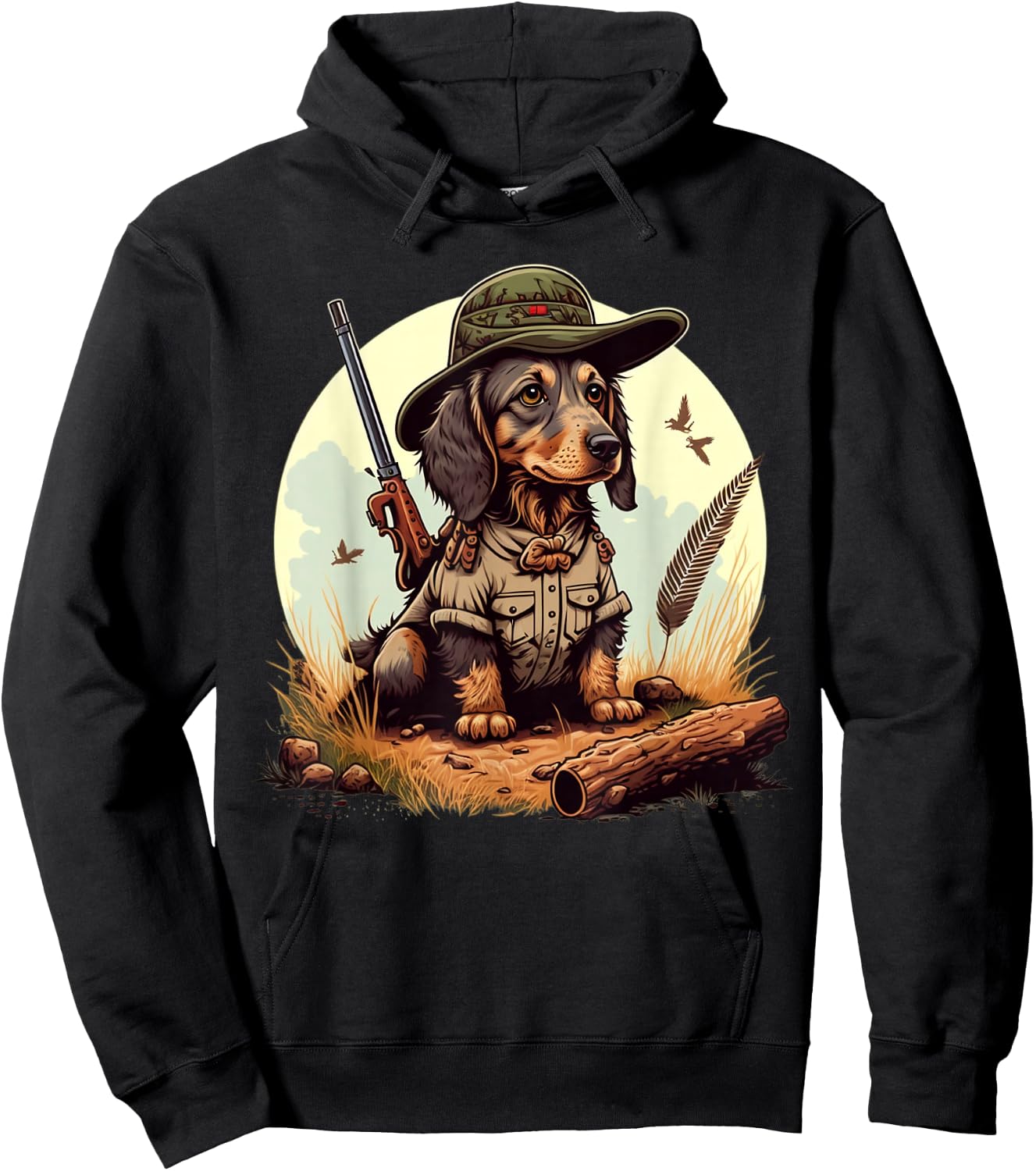 Dachshund Hunter on Dachshund Game Hunting , black Hoodie - Hoodie | Black